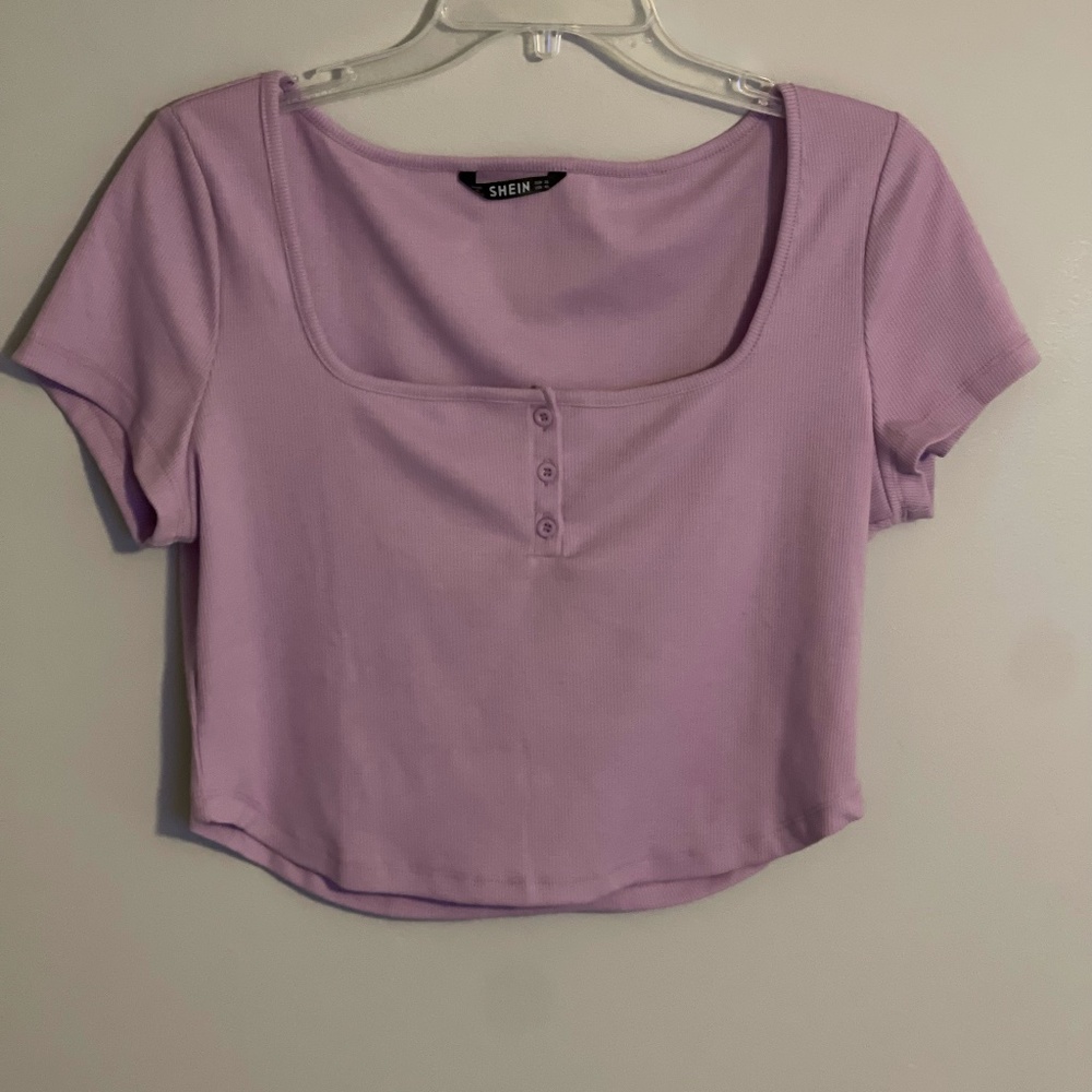 Button Rib-Knit Crop Top - Picture 2 of 3